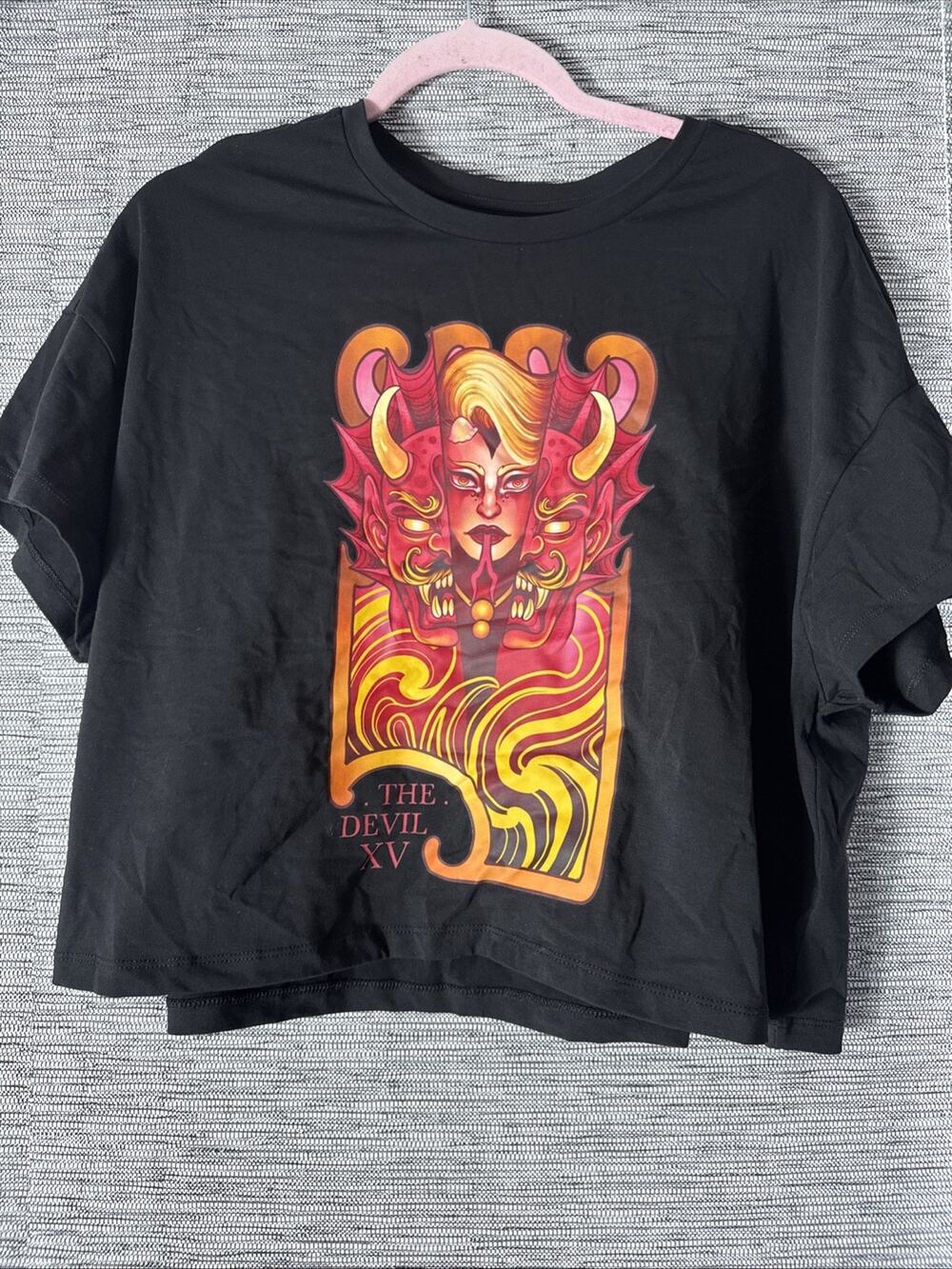 Snag Tights Major Arcana Boxy T-Shirt Tee, XV The Devil, Black, Size D (8-10)